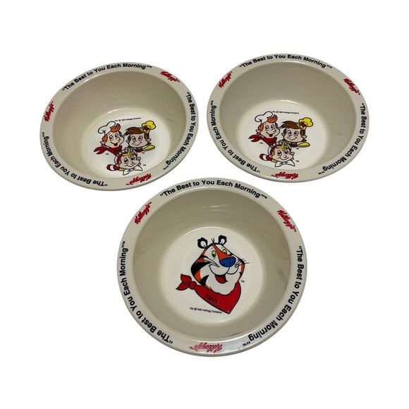 Three Piece Set Vintage 1995 Kellog’s Cereal Bowls. Tony the Tiger and Snap, Cra - Picture 1 of 13